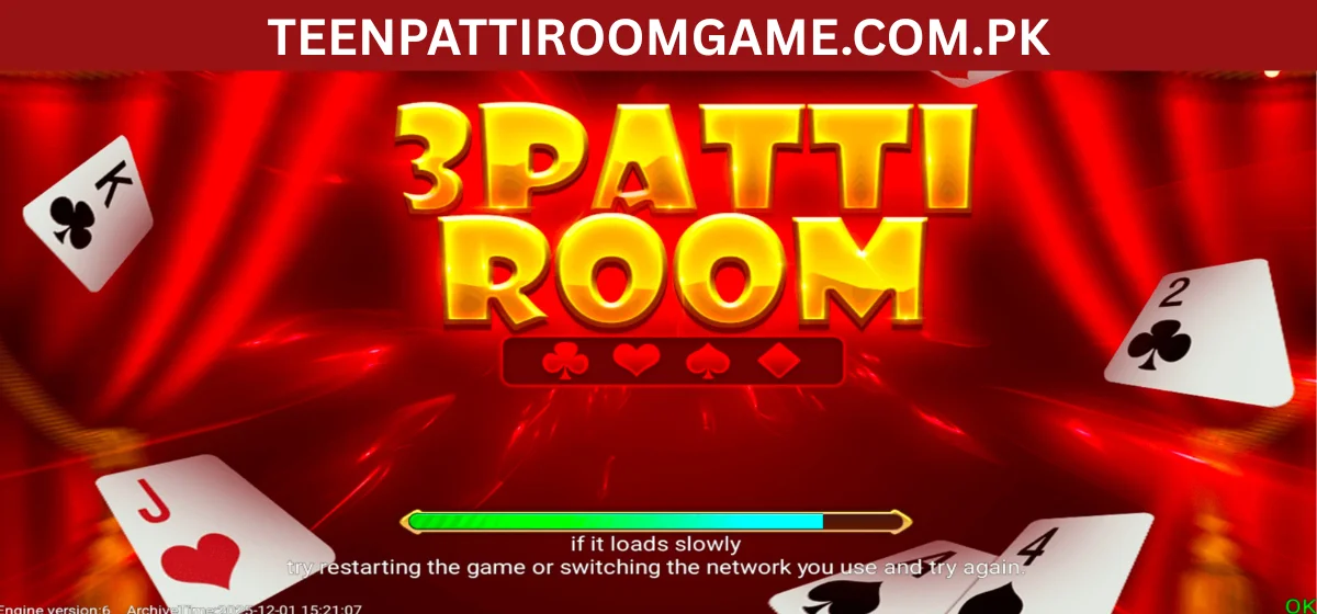 Teen Patti Room loading screen Teen Patti Room loading screen with red card-game design